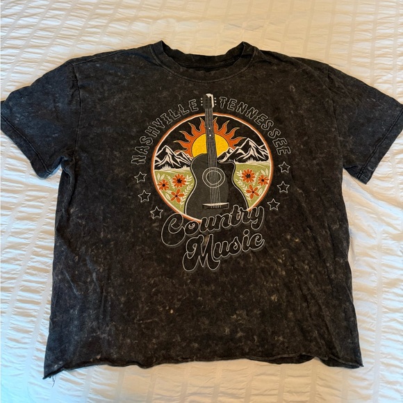 Marshalls Tops - Nashville Tennessee Country Music Distressed Graphic Tee - Black size L